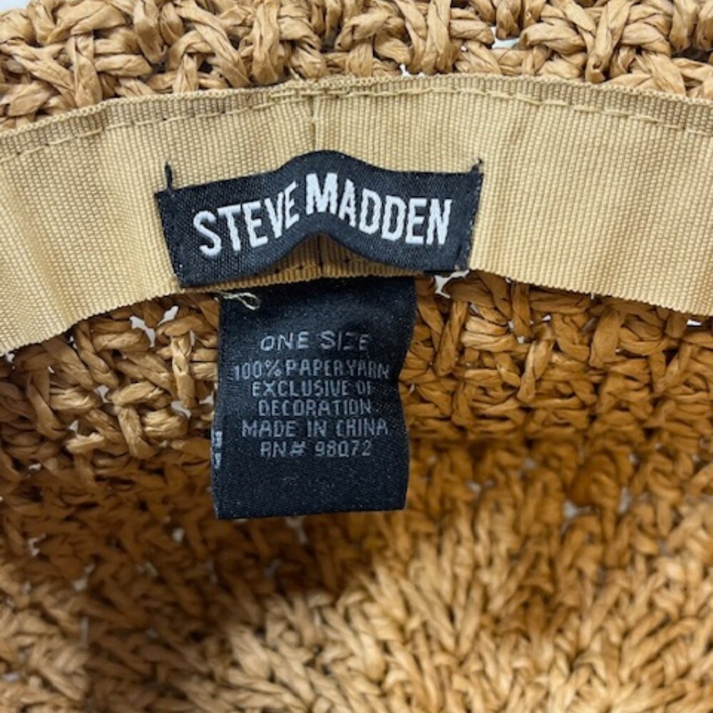 Steve Madden Crocheted Paper Straw Floppy Summer Sun Travel Hat Lightweight - Picture 14 of 15